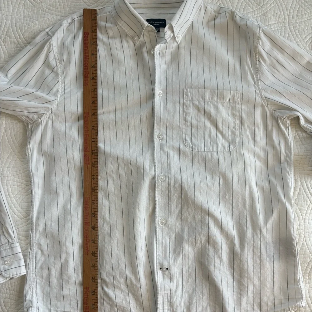 Classic White Striped Button Down Large Club Monaco - Picture 6 of 9